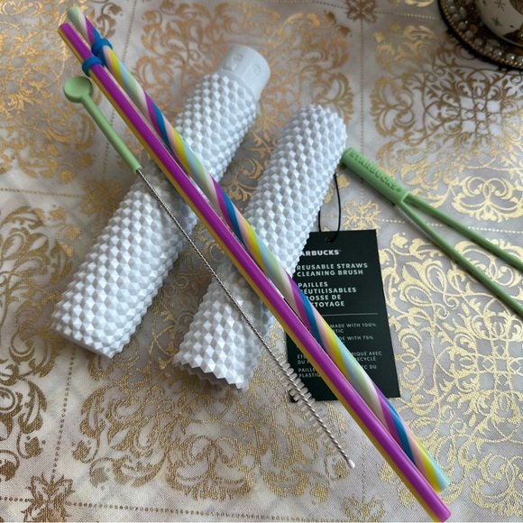 ✨ Starbucks ✨ Reusable Plastic Straws Venti Cup Cleaning Brush Studded Holder - Picture 5 of 9